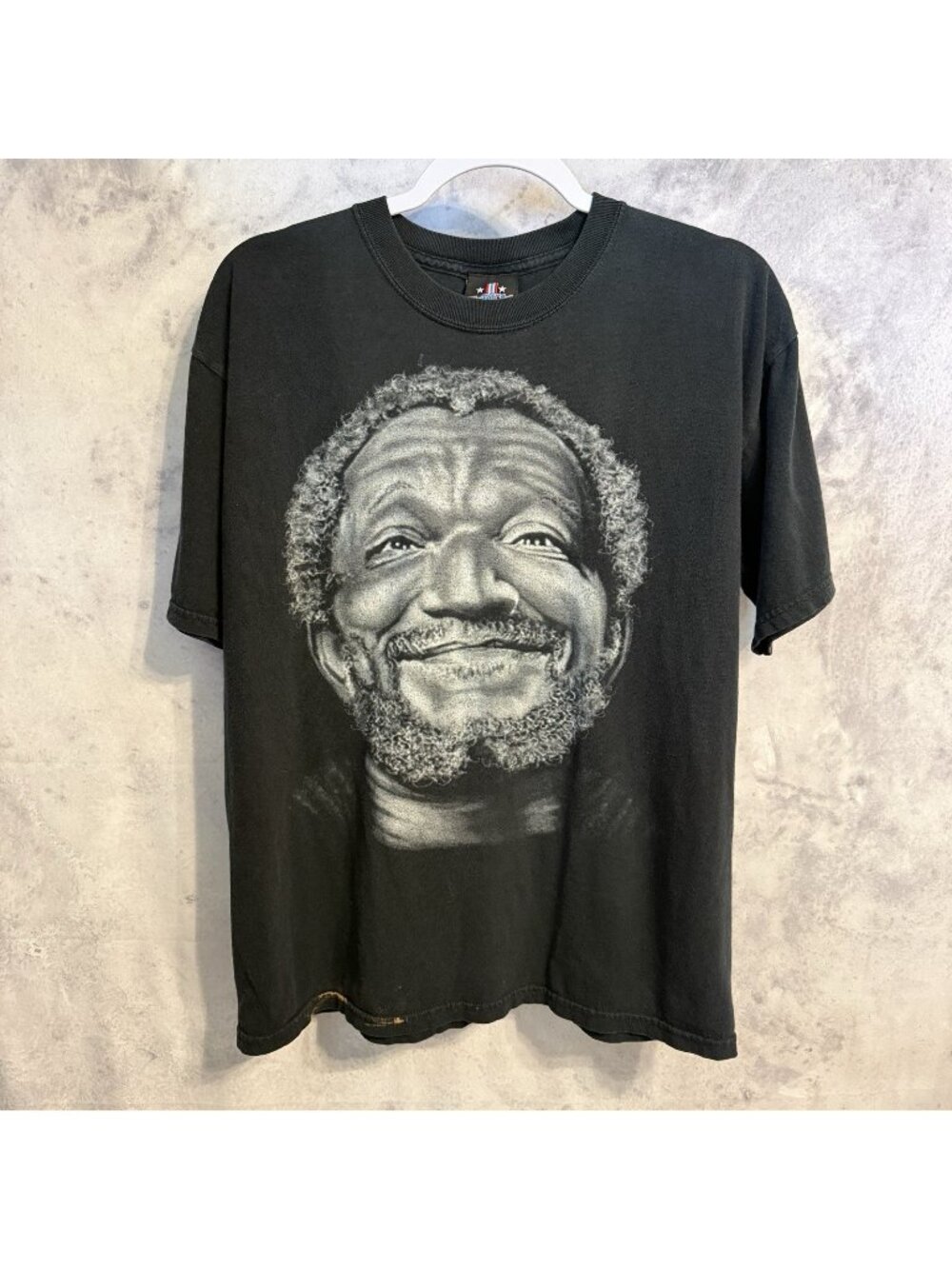 Vintage Redd Foxx Comedian T Shirt Black Short Sleeve Big Face Graphic Large L